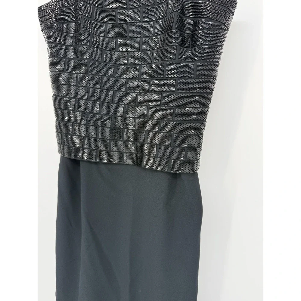 Dyamor Beaded‎ Black Midi Dress Y2K Luxe Minimalist Cocktail size 8